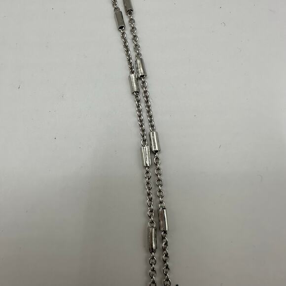 LOFT Silver Chain Purple White Necklace Costume Jewelry Modern Contemporary - Picture 4 of 7